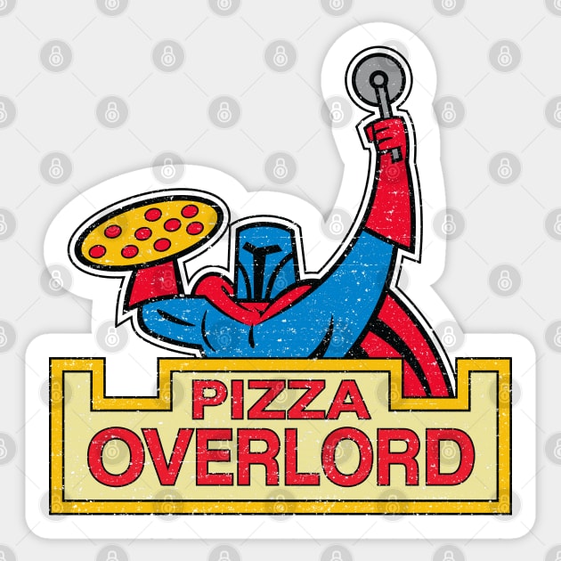 Pizza Overlord (Alt Worn) Sticker by Roufxis
